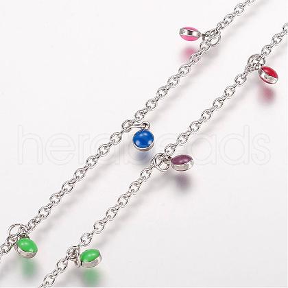 304 Stainless Steel Charm Anklets AJEW-E032-01-1