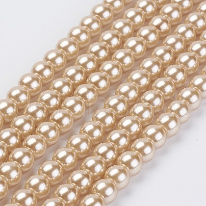 Eco-Friendly Glass Pearl Bead Strands X-HY-A008-6mm-RB019-1