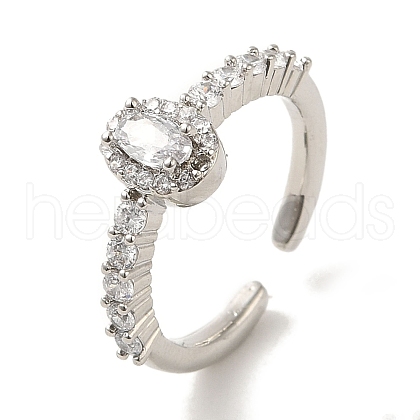 Rack Plating Brass Micro Pave Cubic Zirconia Cuff Rings RJEW-H228-10P-1