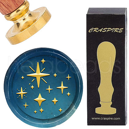 Brass Wax Seal Stamp with Wood Handle AJEW-WH0412-0323-1