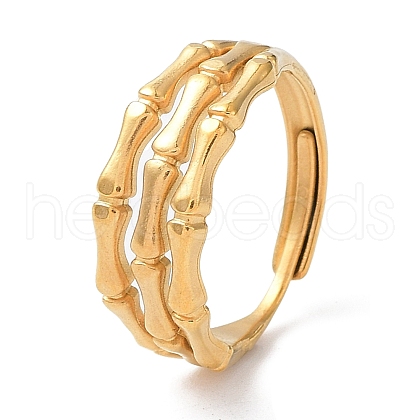Ion Plating(IP) 304 Stainless Steel Bamboo Adjustable Rings RJEW-D006-10G-1