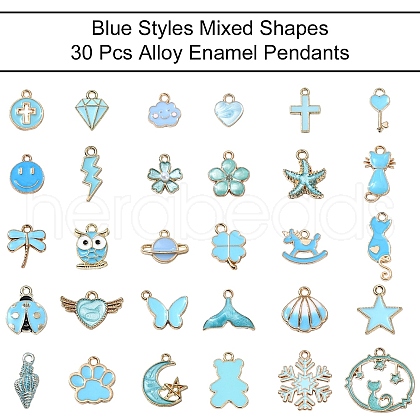 30Pcs 30 Styles Alloy Enamel Pendants FIND-YW0004-67-1