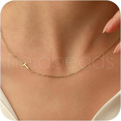 Brass Initial Link Chain Necklaces for Women FS-WG848C9-20-1