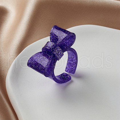 Bowknot Resin Cuff Rings for Women FS-WG62775-07-1