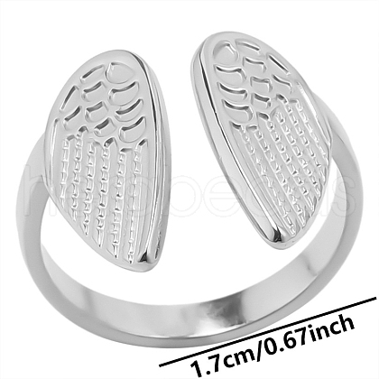 304 Stainless Steel Wing Open Cuff Ring for Women PW-WG55397-01-1
