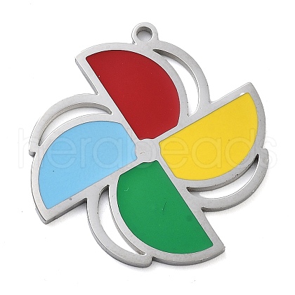 304 Stainless Steel Enamel Pendants STAS-M076-06P-1