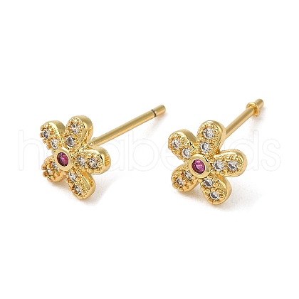 Rack Plating Brass Flower Stud Earrings EJEW-M235-04G-1