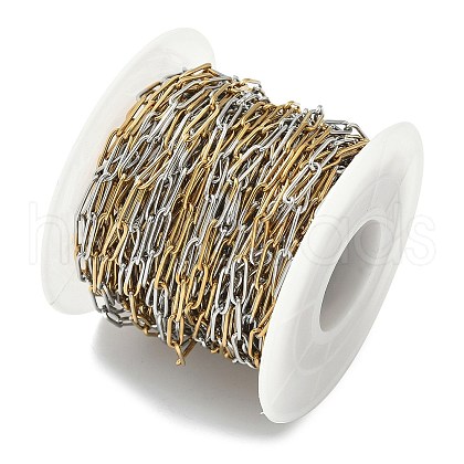 304 Stainless Steel Two Tone Paperclip Chains CHS-Z005-05GP-1
