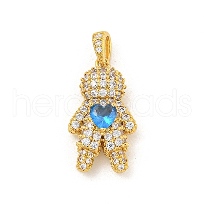 Rack Plating Brass Clear Cubic Zirconia Pendants KK-P277-38G-02-1