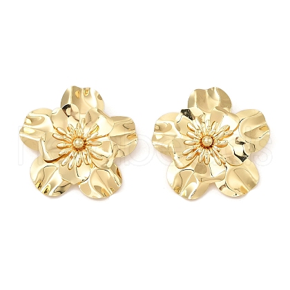 Flower Iron Stud Earrings EJEW-L096-003G-1