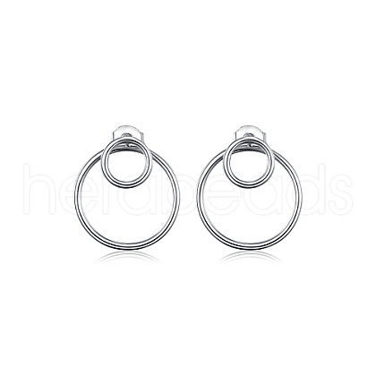 Anti-Tarnish Ring Rhodium Plated 925 Sterling Silver Stud Earrings PB1316-4-1