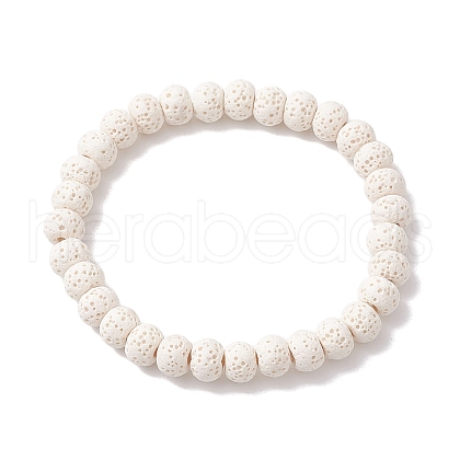 Round Natural Lava Rock Beads Stretch Bracelets for Women BJEW-JB10974-1