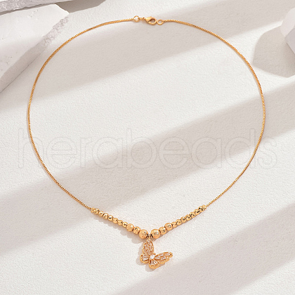 Fashionable Brass Pave Cubic Zirconia Butterfly Pendant Necklaces for Women NR8938-1-1