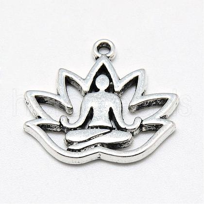 Tibetan Style Alloy Yoga Theme Pendants TIBE-S301-005AS-RS-1