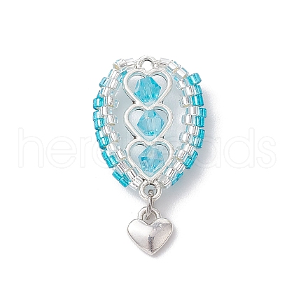 Glass Seed Beaded Hot Air Balloon Pendants PALLOY-MZ00662-05-1