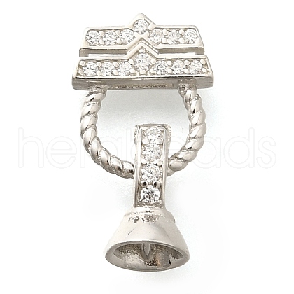 925 Sterling Silver Micro Pave Clear Cubic Zirconia Fold Over Clasps STER-U006-02P-1