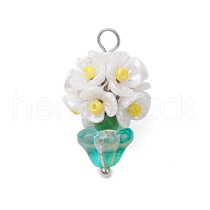 Glass Seed Beaded Flowerpot Pendants PALLOY-MZ00520-02-1