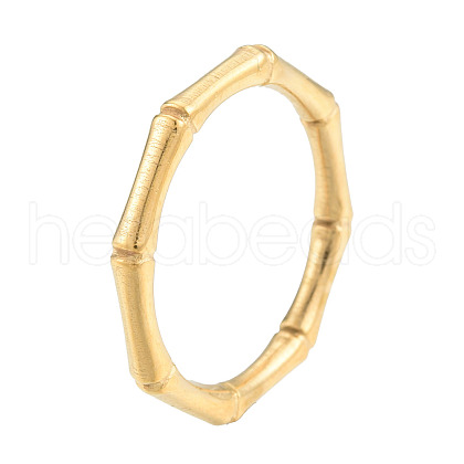 Ion Plating(IP) 201 Stainless Steel Bamboo Sticker Finger Ring for Women RJEW-N038-130LG-1