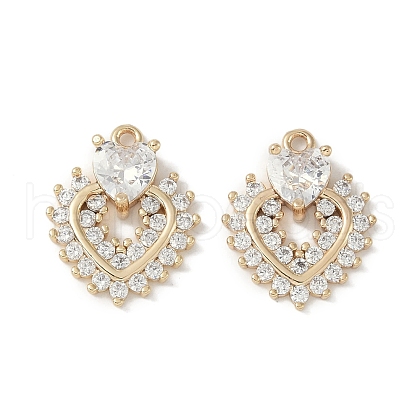 Brass Micro Pave Clear Cubic Zirconia Pendants KK-S367-09B-1