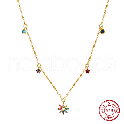 925 Sterling Silver Micro Pave Cubic Zirconia Pendant Necklaces NJEW-K272-02G-1