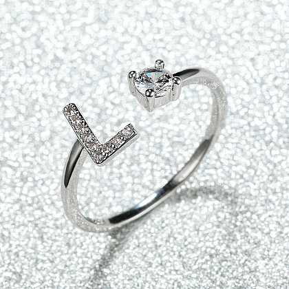 Brass Micro Pave Cubic Zirconia Cuff Rings for Women FS-WGA4C54-38-1