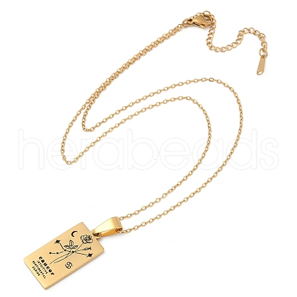 12 Constellation Stainless Steel Tarot Card Engraved Pendant Cable Chain Necklaces PW-WG94DCE-03-1