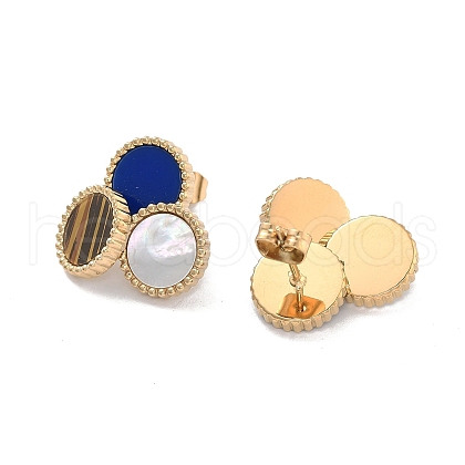Ion Plating(IP) 304 Stainless Steel Stud Earrings EJEW-K281-12G-1