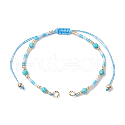 4mm Faceted Round Dyed Natural Howlite Beads & Handmade Seed Beads Braided Bracelet Making AJEW-MZ00003-03-1