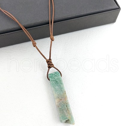 Natural Green Aventurine Rectangle Pendant Necklaces FS-WGC5719-09-1