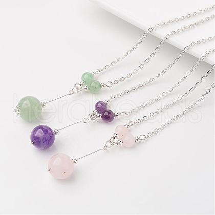 Natural Gemstones Pendant Necklaces NJEW-JN01611-1