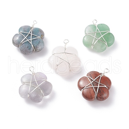 Natural Gemstone Pendants PALLOY-JF01415-02-1