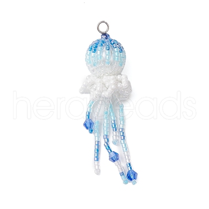 Seed Beads Beaded Charms PALLOY-MZ00316-1