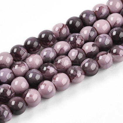 Baking Painted Glass Beads Strands DGLA-N003-8mm-C09-1