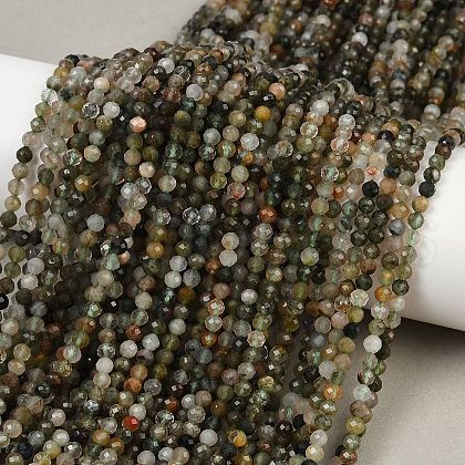 Natural Green Rutilated Quartz Beads Strands G-RM241221-B47-1