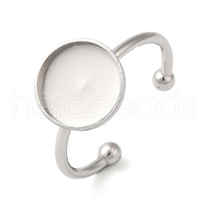 Non-Tarnish 304 Stainless Steel Open Cuff Ring Components X-STAS-I306-05C-P-1