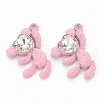 Spray Painted Alloy Rhinestone Pendants PALLOY-Q433-033B-RS-1