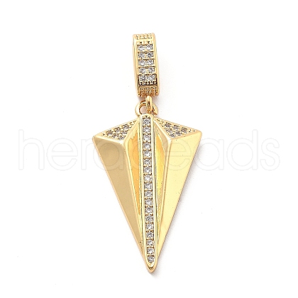 Rack Plating Brass with Cubic Zirconia Pendants KK-Q017-05A-G-1