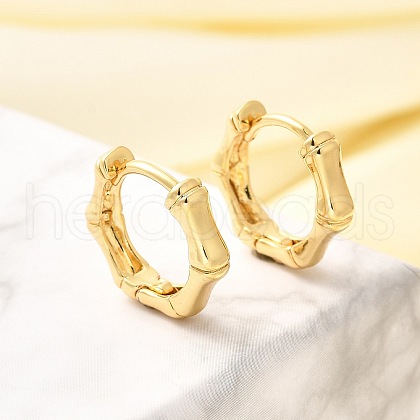 Rack Plating Bamboo Brass Hoop Earrings for Women EJEW-C125-10G-1