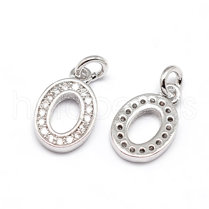 Real Platinum Plated Tone Brass Micro Pave Cubic Zirconia Number Charms ZIRC-E011-00-1