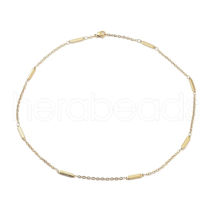 Ion Plating(IP) 304 Stainless Steel Rectangle Link Chain Necklace X-NJEW-K249-04G-1