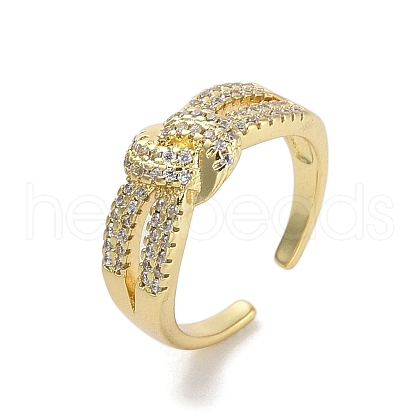 Brass Micro Pave Cubic Zirconia Open Cuff Rings RJEW-M170-12G-1