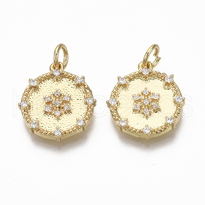 Brass Micro Pave Clear Cubic Zirconia Pendants KK-R133-035G-NF-1