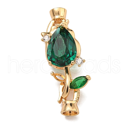 Brass Micro Pave Clear Cubic Zirconia Fold Over Clasps KK-U037-16G-1