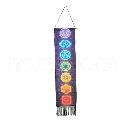 Chakra Theme Linen Wall Hanging Tapestry DJEW-B006-03F-1