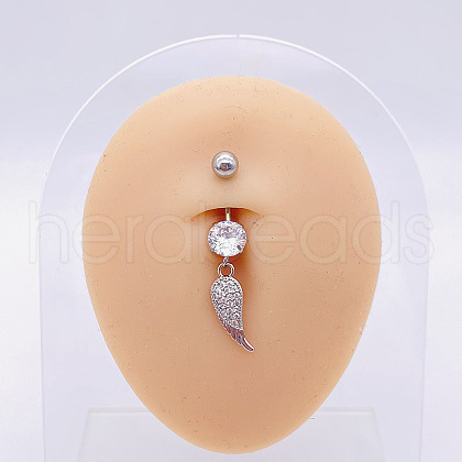 304 Stainless Steel Micro Pave Cubic Zirconia Belly Rings WGADED5-44-1