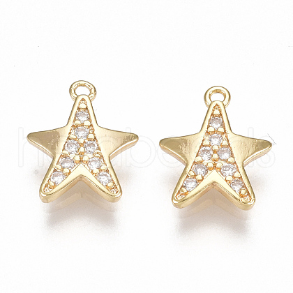 Brass Cubic Zirconia Charms KK-S350-091G-1