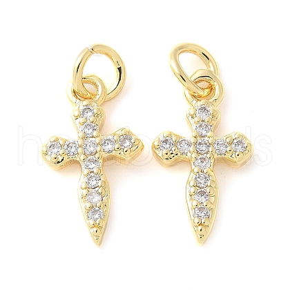 Brass Micro Pave Cubic Zirconia Charms KK-U056-26G-1