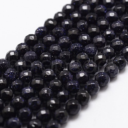 Synthetic Blue Goldstone Beads Strands X-G-D840-14-4mm-1
