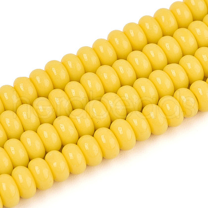 Opaque Spray Painted Glass Beads GLAA-ZX008-4mm-18K-1