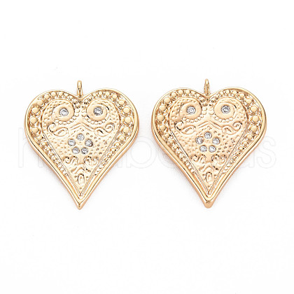 Brass Micro Pave Clear Cubic Zirconia Pendants KK-S364-029-1